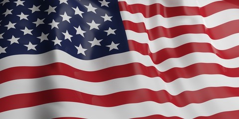 Obraz premium US of America. United States of America waving flag background. 3d illustration