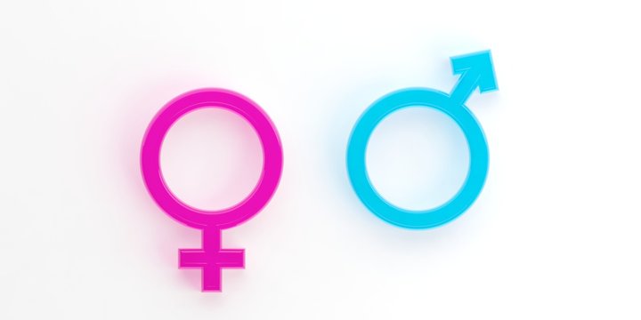 Male and female symbols. 3d illustration