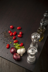 food decor on wooden table