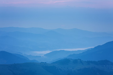 beautiful summer landscape in the mountains. Sunrise