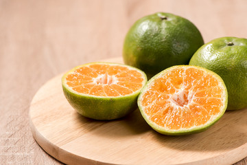 orange on wood table