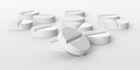 Pills on white background. 3d illustration
