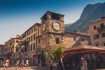 Fototapeta na wymiar View of streets in the old town of Kotor. Montenegro.