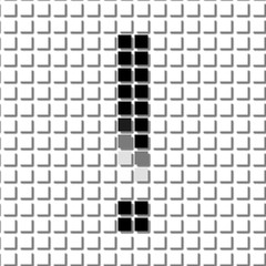 Exclamation mark. Simple geometric pattern of black squares in  exclamation mark
