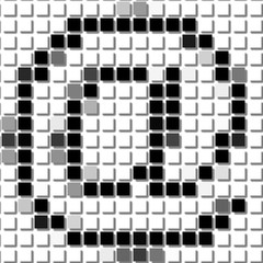 The At. Simple geometric pattern of black squares in the at