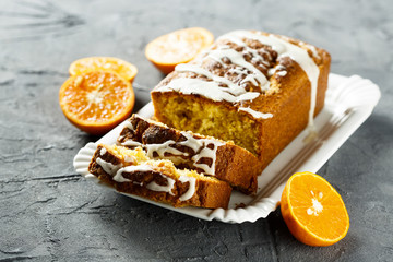 Citrus cake with sugar glaze