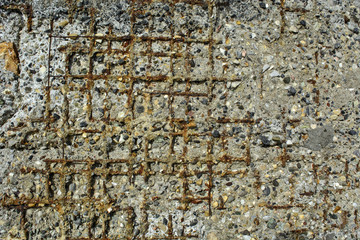 Old wall of reinforced concrete