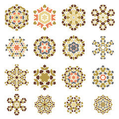 Set of Different  Ornamental Rosettes Isolated on White Background