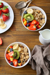 two bowls of fruit granola