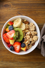 Full bowl of fruit granola