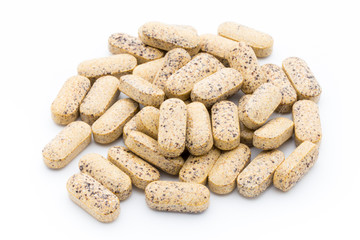 Alternative Medicine. Vitamin capsules. Homeopathic supplement.