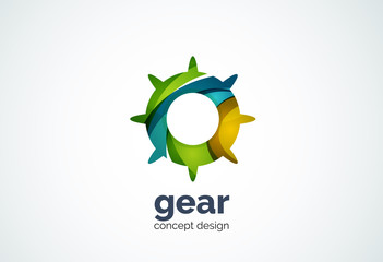 Gear logo template, hi-tech digital technology working and engineering concept