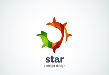 Sun logo template, shining star concept