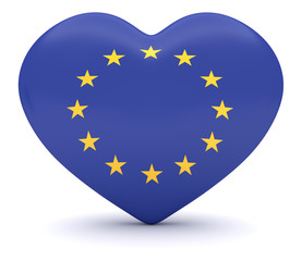 EU Flag Heart, 3d illustration