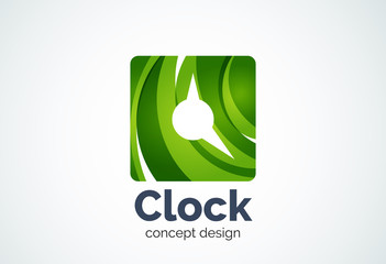 Clock logo template, time management business concept