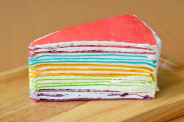 Fototapeta na wymiar Rainbow Crepe Cake