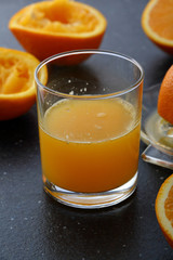 Fresh oranges juice in glass