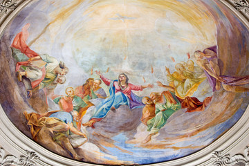 BRESCIA, ITALY - MAY 22, 2016: The fresco of Pentecost on side cupola in church Chiesa di Santa...