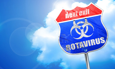 rotavirus concept background, 3D rendering, blue street sign