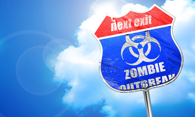 zombie virus concept background, 3D rendering, blue street sign