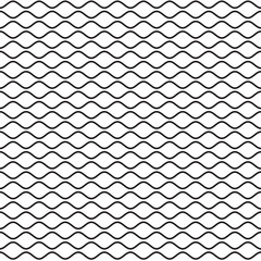 Fototapeta premium Black Wavy Line Seamless Pattern