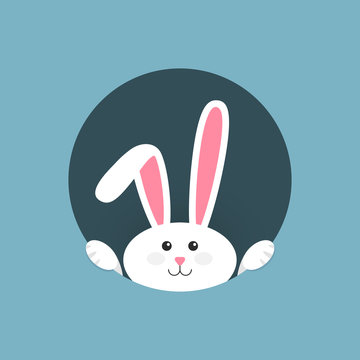 White easter rabbit. Easter Bunny. Vector illustration.