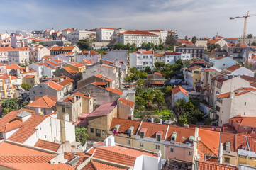 Fototapeta na wymiar Old city of Lisbon seen from above, Portugal