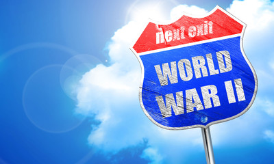 World war 2 background, 3D rendering, blue street sign
