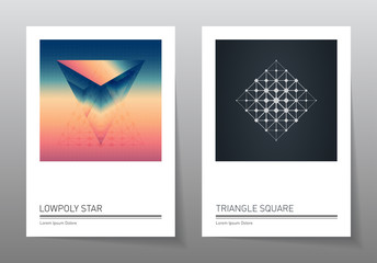 Abstract geometry backgrounds set. A4 format, vector templates.