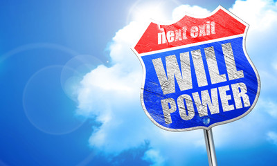 willpower, 3D rendering, blue street sign