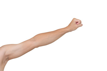 Arm punch isolated on white background, clipping path