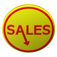 Concept: word sales with arrow. 3D rendering.