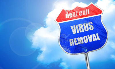 Virus removal background, 3D rendering, blue street sign