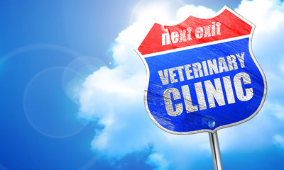 veterinary clinic, 3D rendering, blue street sign