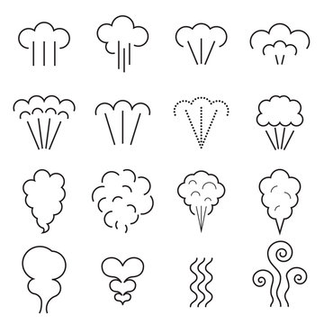 Steam icons. Linear symbols isolated on a white background. Vector illustration