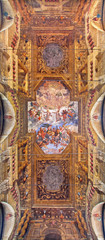 BRESCIA, ITALY - MAY 23, 2016: The ceiling fresco  with Glory of St. Faustino and Giovita and Bernardino Gandino in church Chiesa di San Faustino e Giovita by Tommaso Sandrino (1580 - 1630).