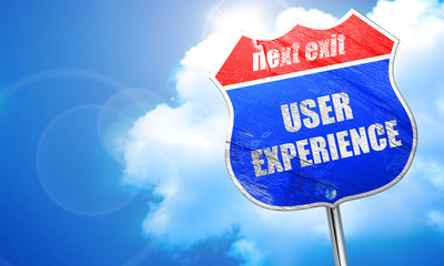 user experience, 3D rendering, blue street sign