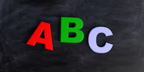Abc letters on black background. 3d illustration