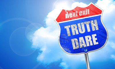 truth or dare, 3D rendering, blue street sign