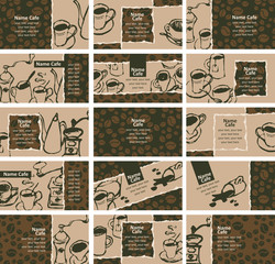 set of business cards on the theme of coffee and tea