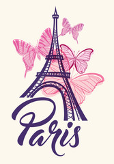Fototapeta na wymiar Romantic background with Eiffel Tower