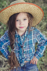 Portrait little girl Cowboy