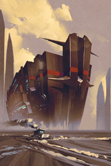 Obrazy  futuristic ocean liner,sci-fi concept,illustration digital painting