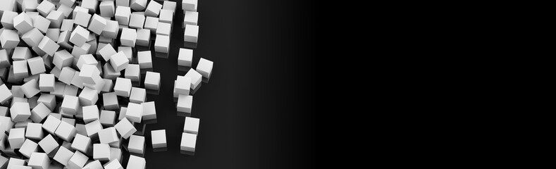 3d rendering white cubes black background