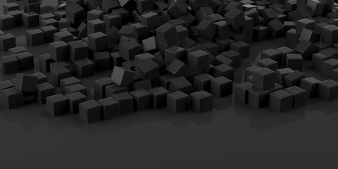 black cubes blocks abstract background. 3d illustration
