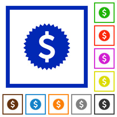 Dollar sticker framed flat icons