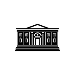 Two storey public building icon in simple style on a white background