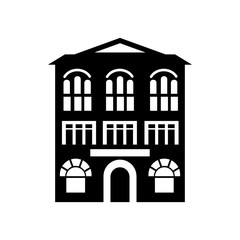 Building with arched windows icon in simple style on a white background