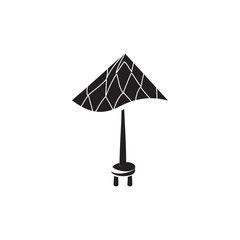 Beach umbrella icon in simple style on a white background