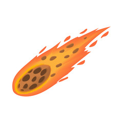 Falling meteorite icon in cartoon style on a white background